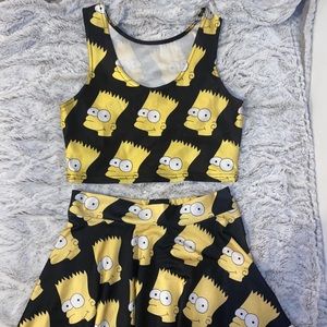 Bart Simpson crop top and skater skirt